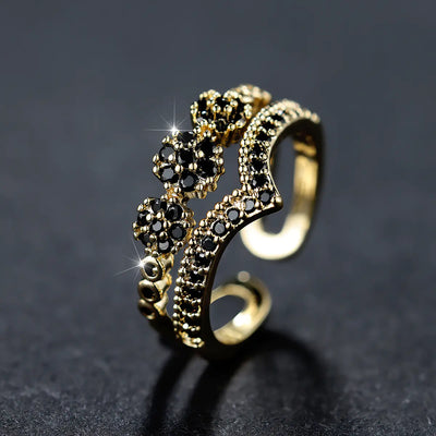 Double-Layer V-Shaped White Diamond Ring